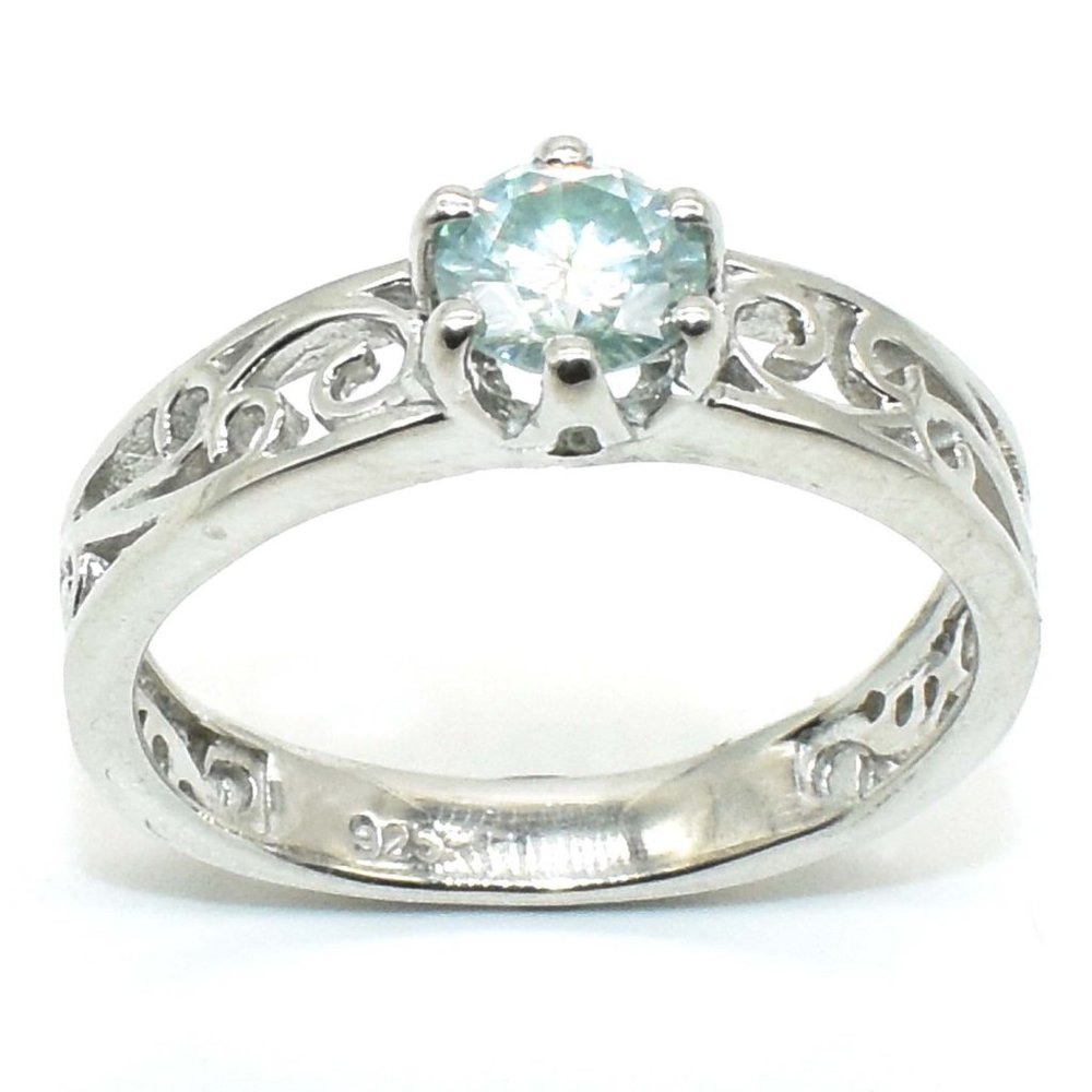 925 Sterling Silver Moissanite Ring, Size 7